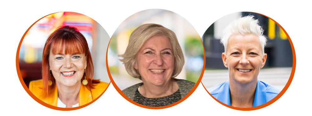 Yvonne, Marianne und Astrid lächelnd